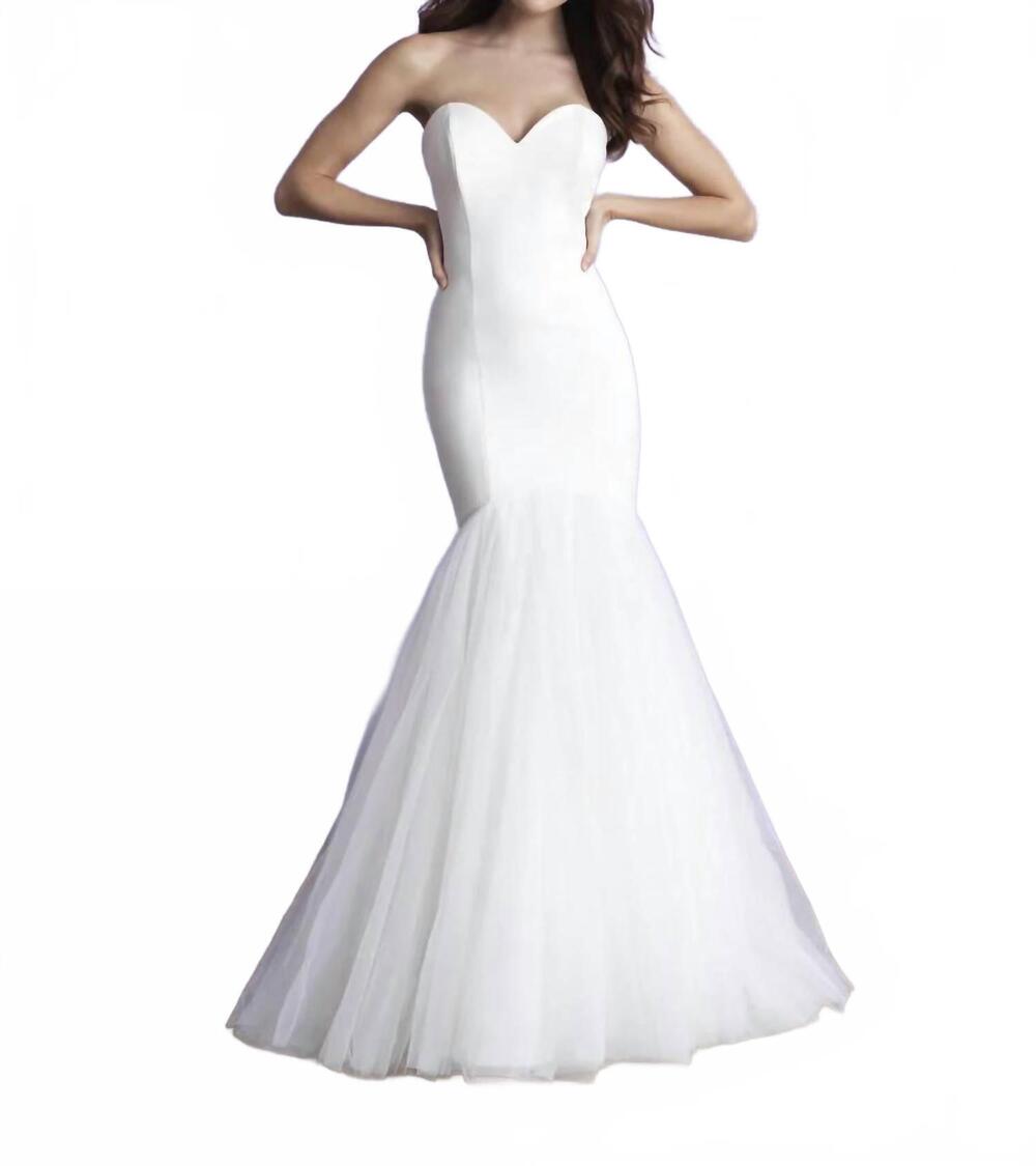 NEW ALLURE BRIDALS strapless tulle bow wedding gown in ivory